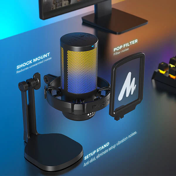 Maono DGM20 GamerWave Condenser USB Gaming RGB Microphone - White