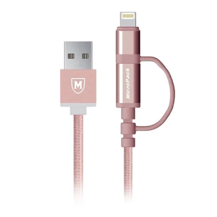 MICROPACK CABLE 2 IN 1 DATA AND CHARGING MFI 2,4AH ROSE GOLD (I-201.RSG)