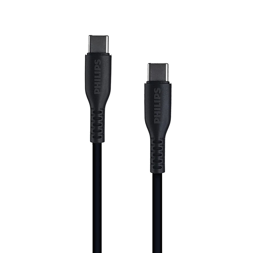 Philips DLC8601B USB-C to C Soft Silicone Cable PD 60W 1.2M Pastel Color - Black