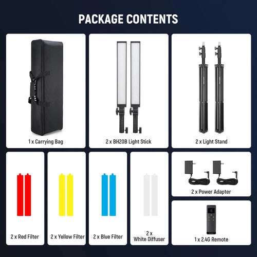 Neewer BH20B REMOTE LED LIGHT WITH FILTER AND STAND KIT (EU)
