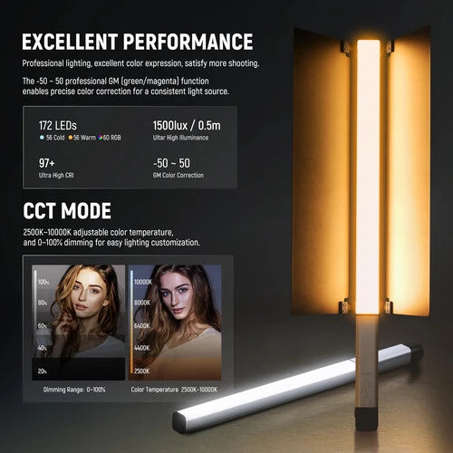 Neewer CL124 RGB HANDHELD RGB VIDEO LIGHT WITH BARNDOOR