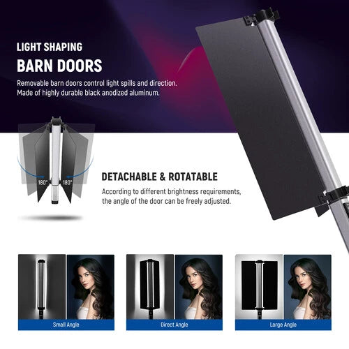 Neewer CL124 RGB HANDHELD RGB VIDEO LIGHT WITH BARNDOOR