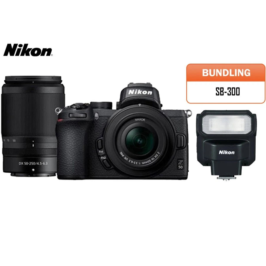 Nikon Z50 kit 16-50mm + 50-250mm Bundle with Nikon SB-300 Speedlight
