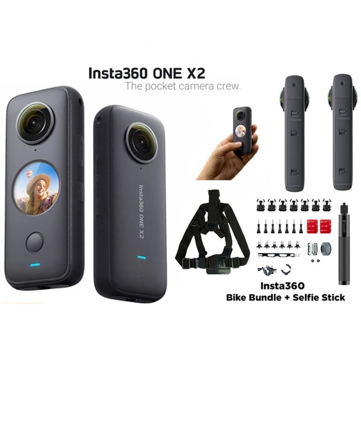 Insta360 One X2 with Invisible Selfie Stick 120cm & Bike Bundle