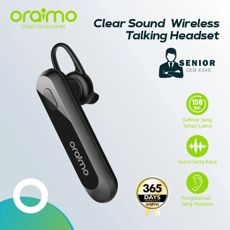 Oraimo Talking Bluetooth Headset Wireless Earphone Handsfree OEB-E34S