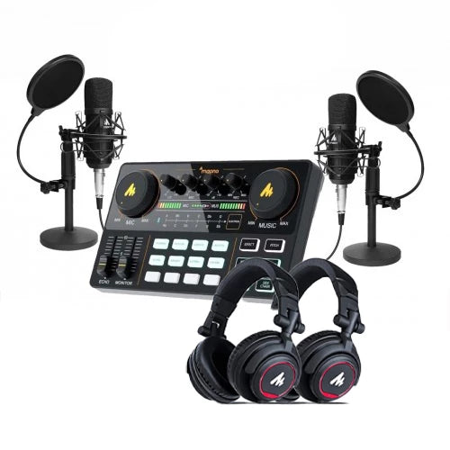 Paket Maono AU-AM200 Audio Mixer + Maono AU-A03T& AU-MH501 Headphone 2PCS