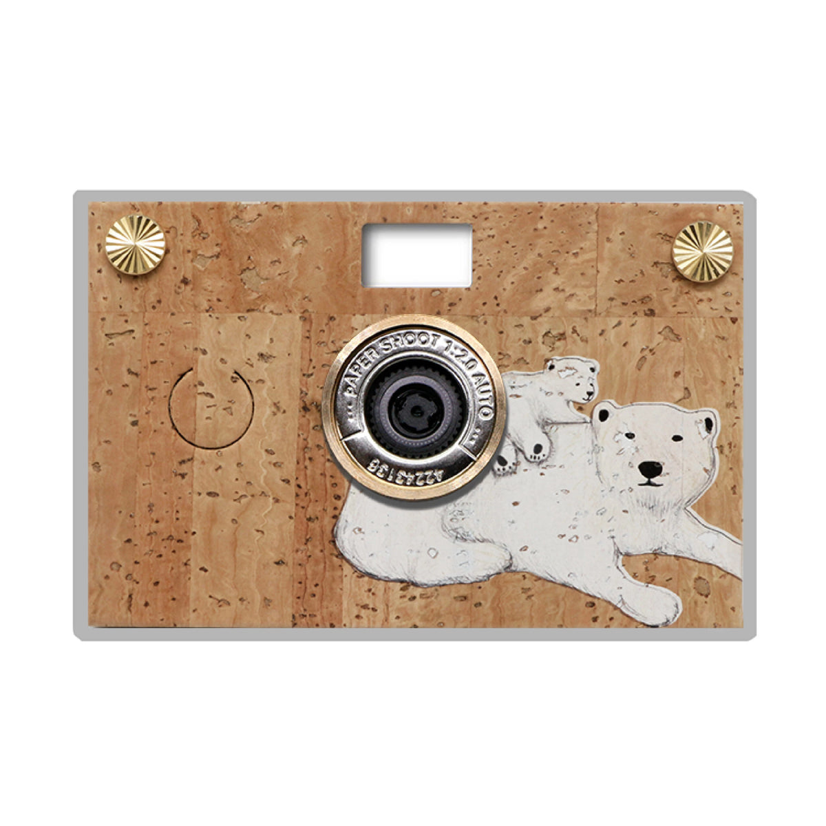 Paper Shoot Cork Wooden Box Camera Set - Bear 18MP