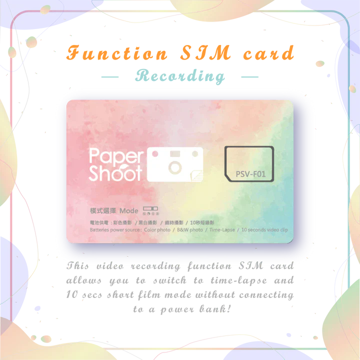 Paper Shoot Function Card SIM to trigger 10s Video x TimeLapse by battery