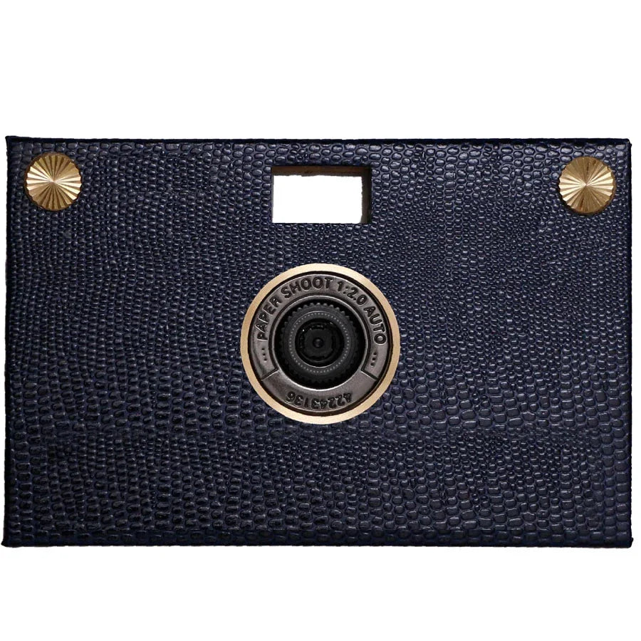 Paper Shoot Leather Texture Wooden Box Camera Set - Midnight Blue 18MP