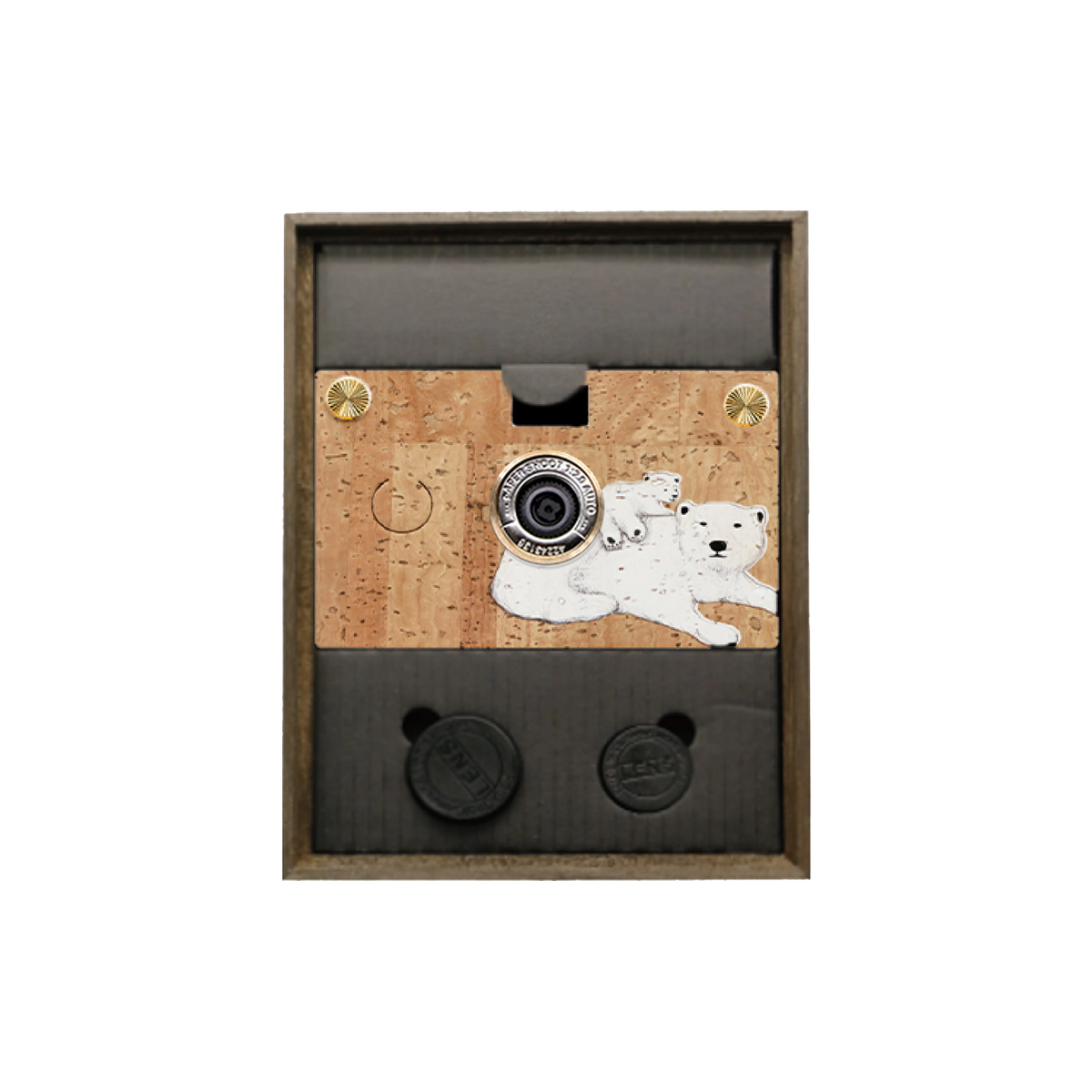 Paper Shoot Cork Wooden Box Camera Set - Bear 18MP