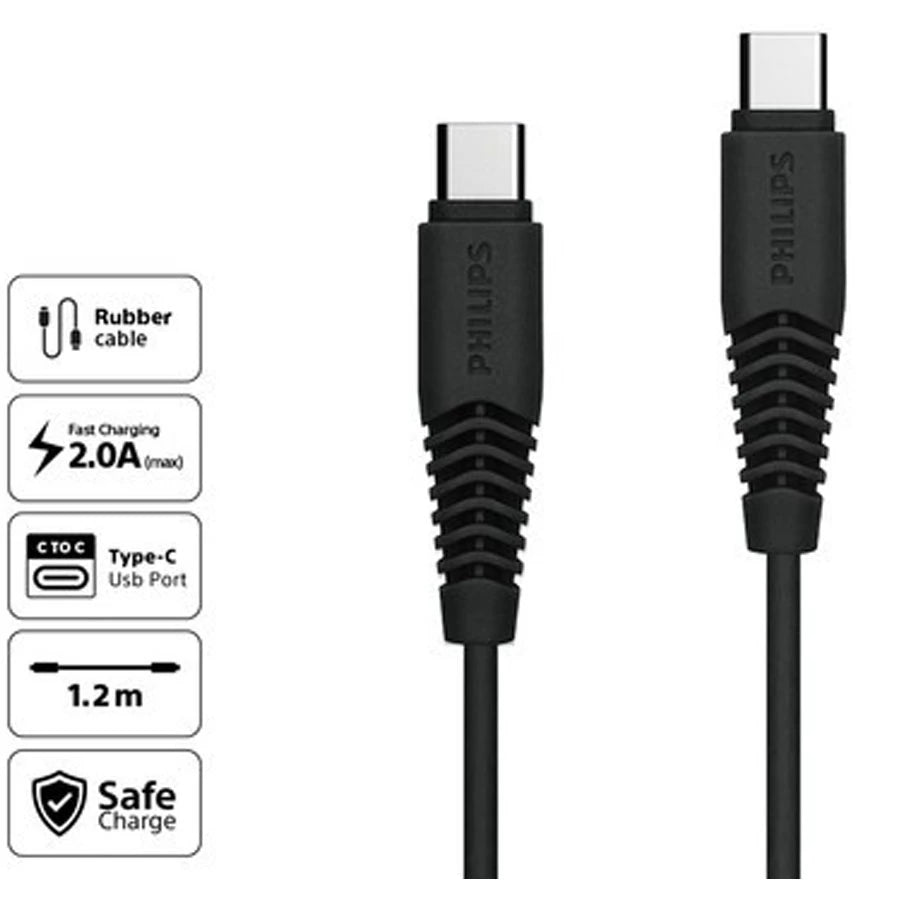 Philips DLC5531C Black USB-C to USB-C Cable Sync & Charge
