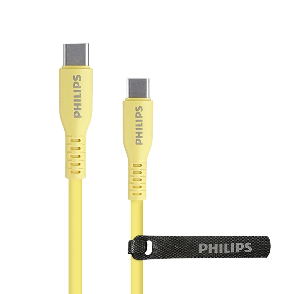 Philips DLC8701V USB-C to C Soft Silicone Cable PD 60W 1.2M Pastel Color - Yellow