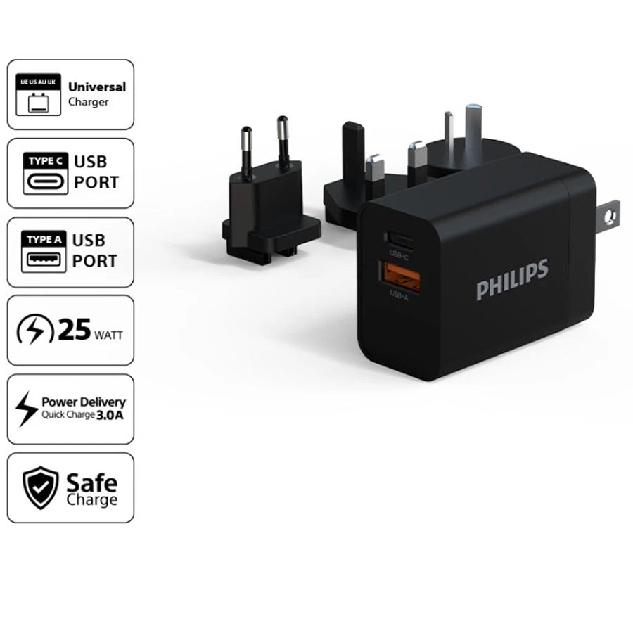 Philips DLP4325N Travel Charger 2 Port PD QC 25W PPS