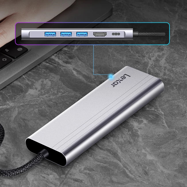 Lexar H31 7in1 USB C Hub HDMI SD/microSD Power Delivery 100W