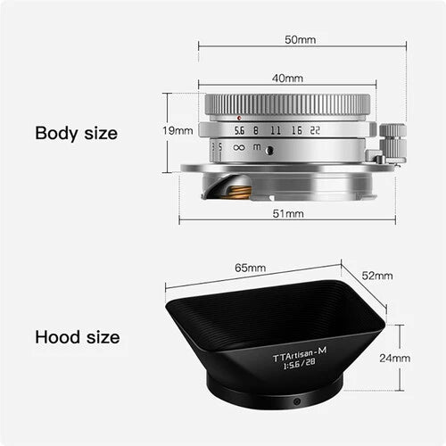 TTartisan 28mm f5.6 LEICA M-MOUNT SILVER (FULL FRAME)