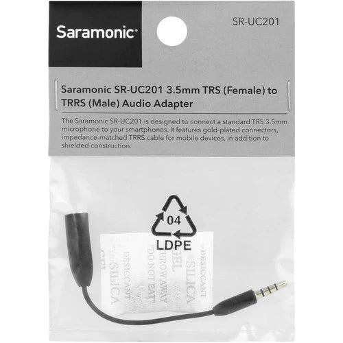 Saramonic SR-UC201 3.5mm TRS Female to 3.5mm TRRS Male Adapter Cable for Smartphones