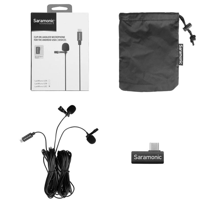Saramonic LavMicro U3C Omnidirectional Lavalier Dual Microphone with USB Type-C Connector for Android Devices