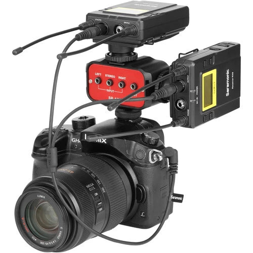 Saramonic SR-C2004 Dual Locking 3.5mm to Right-Angle 3.5mm Output Y-Cable for Two Wireless Receivers
