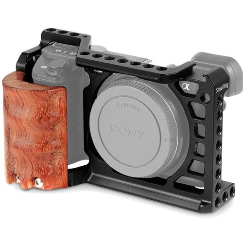 SmallRig 2097 Camera Cage Kit with Wooden Grip for Sony a6500