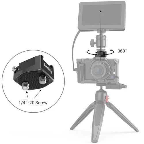 SmallRig Rotatable Cold Shoe Mount Adapter Two 1/4"-20 Screws 2819