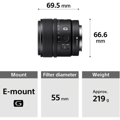 Sony E 15mm f1.4 G Mirrorless Lens