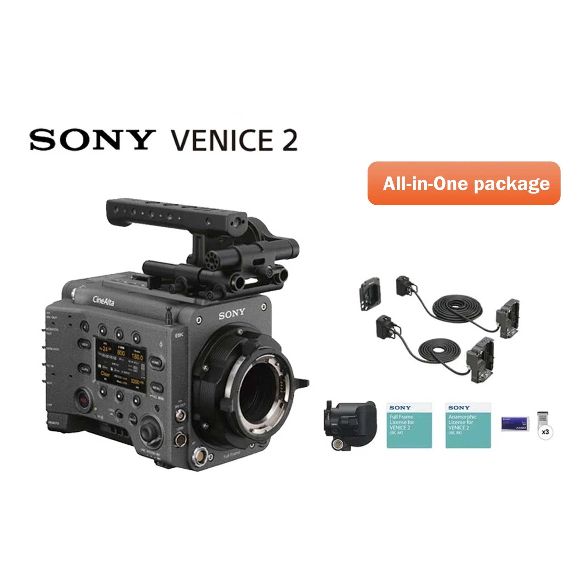 Sony VENICE 2 Camera Package with VENICE Extension System 2, OLED EVF, 3 x 1TB Cards, and Full-Frame + Anamorphic Licenses (8K)