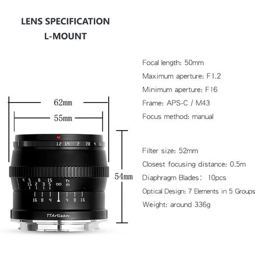 TTartisan 50mm f1.2 L MOUNT (APS-C)