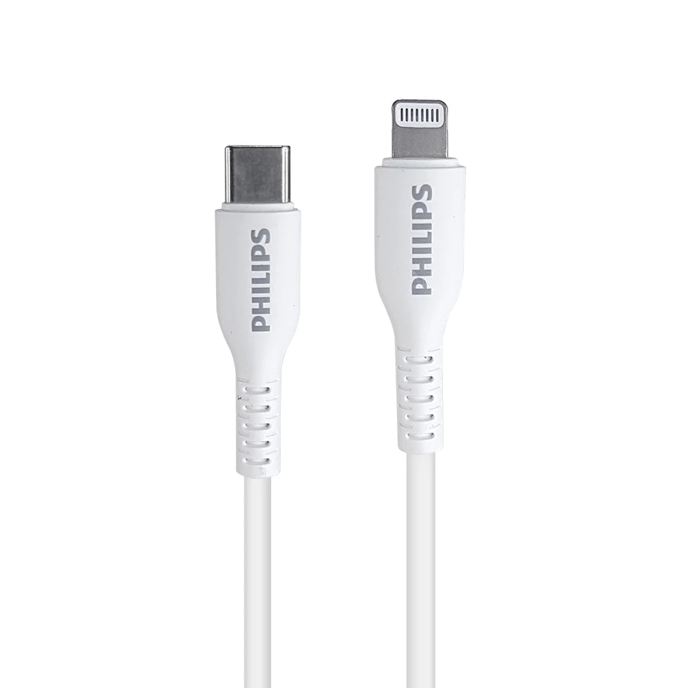 Philips DLC8631W USB-C to Lightning Cable 1.2M Soft Silicone Pastel Color - White