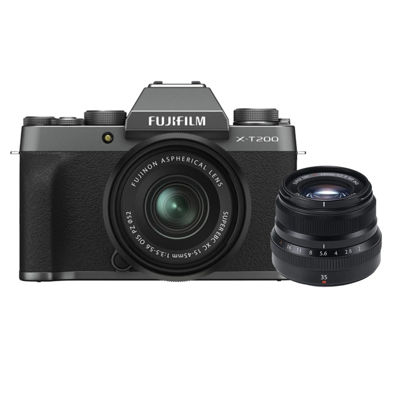 Fujifilm X-T200 Mirrorless Digital Camera Body Only (Dark Silver) with XC 35mm f2 Lens
