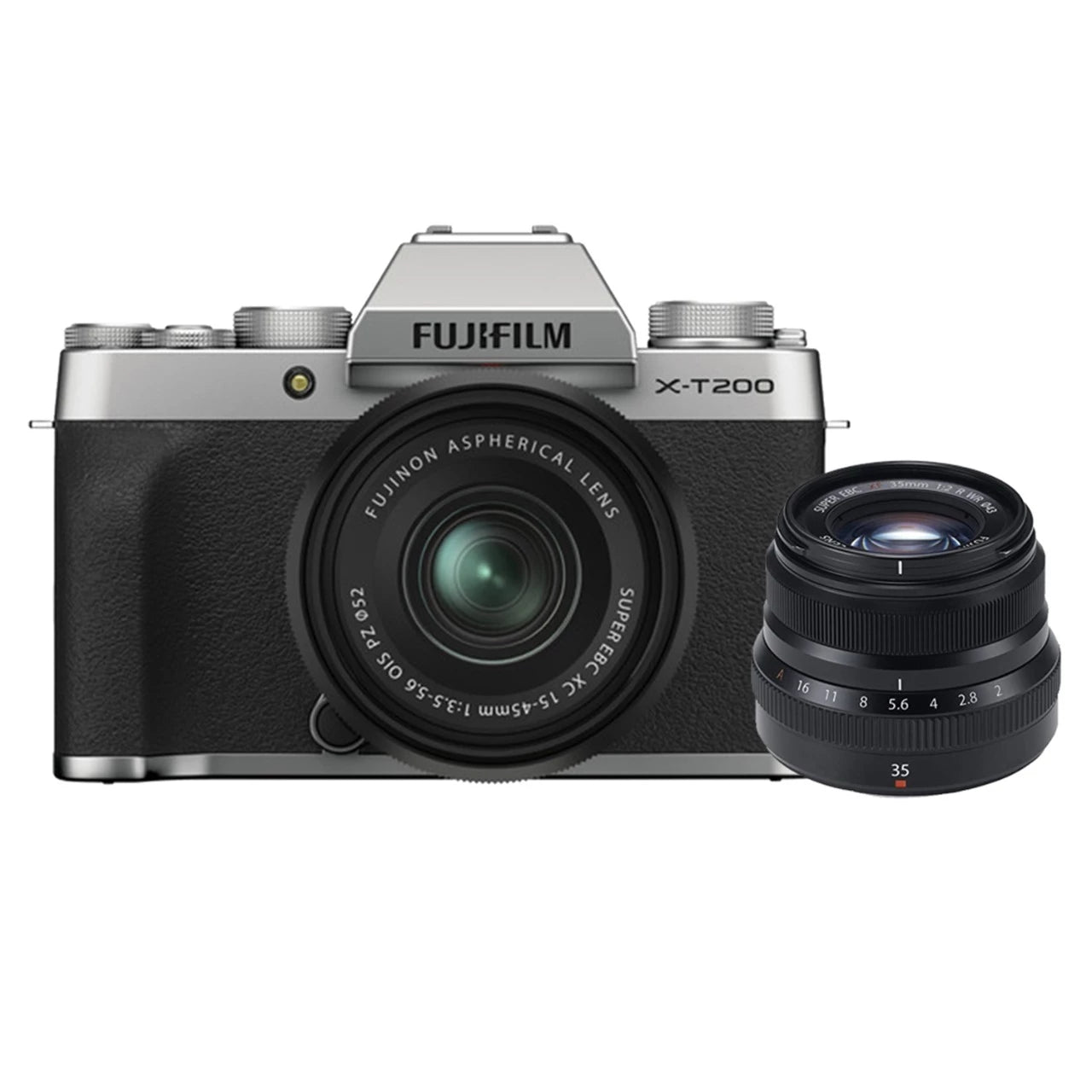 Fujifilm X-T200 Mirrorless Digital Camera Body Only (Silver) With Xc35 f2.0