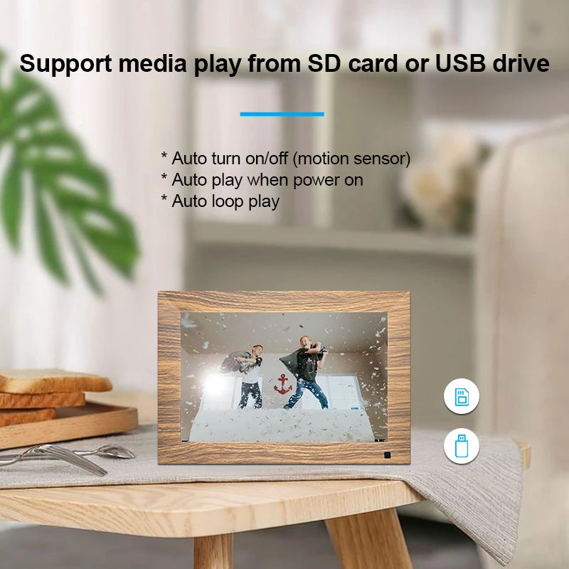 Frameo 10" Smart Digital Photo Frame with Frameo App (Wood)