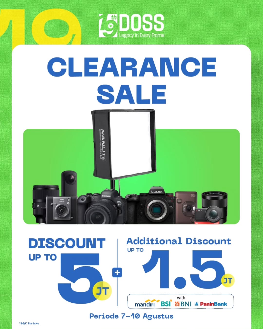 Clearance Sale di DOSS Anniversary ke 19, Ada Diskon Gear Fotografi & Videografi Up To 5 Juta + 1.5 Juta