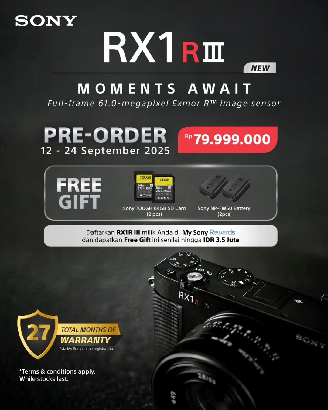 Yuk Pre Order Kamera Sony RX1R III di DOSS, Ada Bonus Eksklusif Menanti!