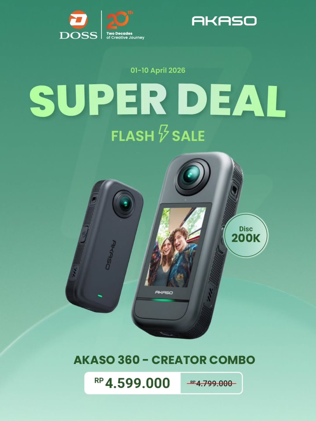 Promo AKASO 360 Creator Combo: Kamera 360° Canggih dengan Harga Spesial di DOSS