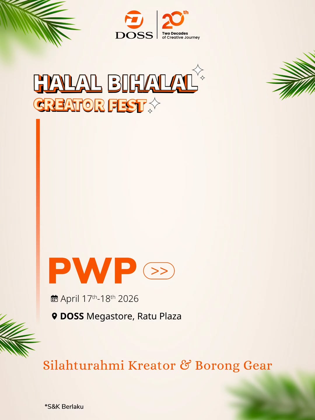Program PWP DOSS Hadir di Creator Fest 2026, Kesempatan Dapat Gear Tambahan dengan Harga Spesial