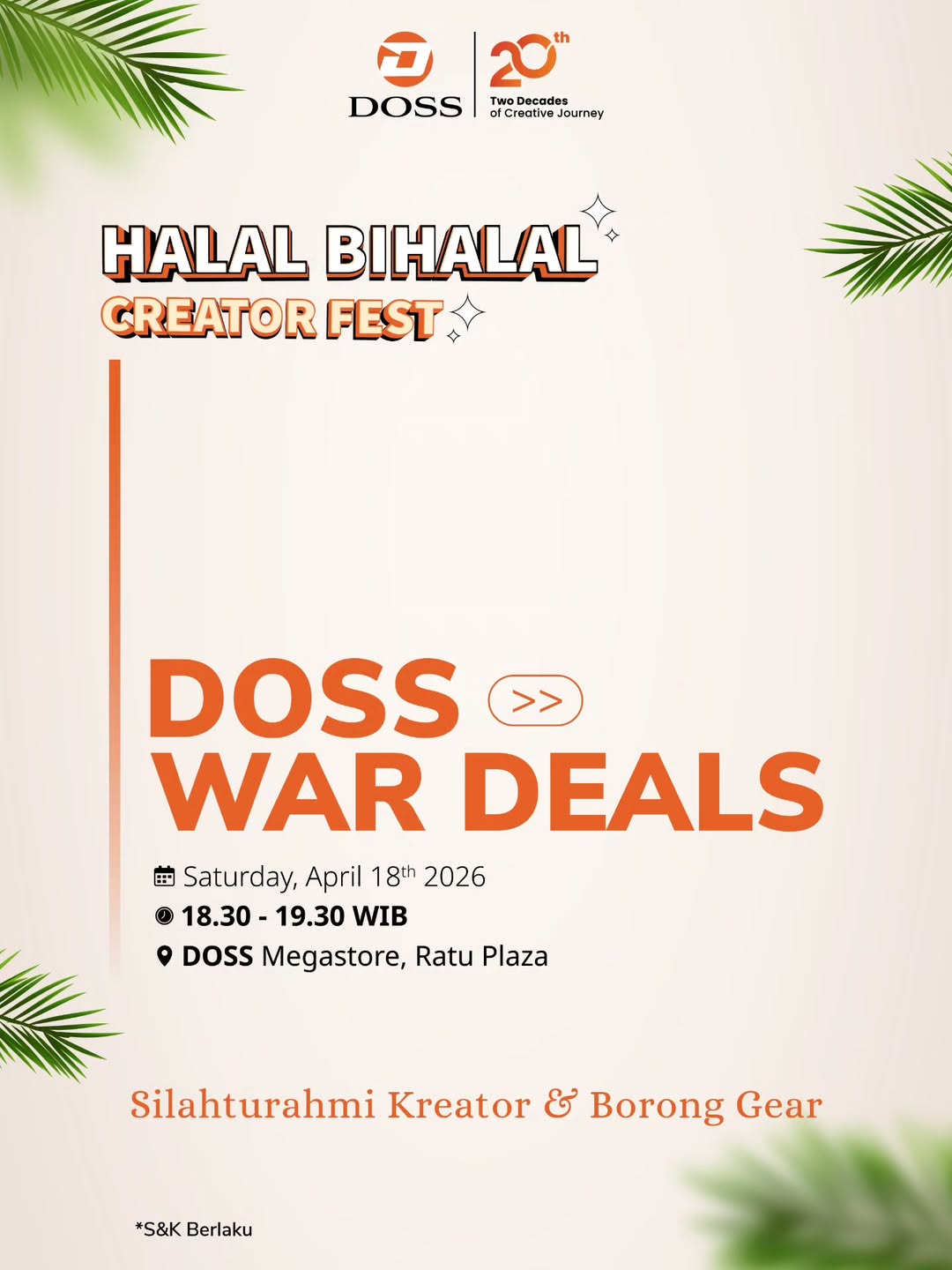 DOSS War Deals: Diskon Hingga Rp 5,5 Juta Siap Diserbu di Creator Fest 2026