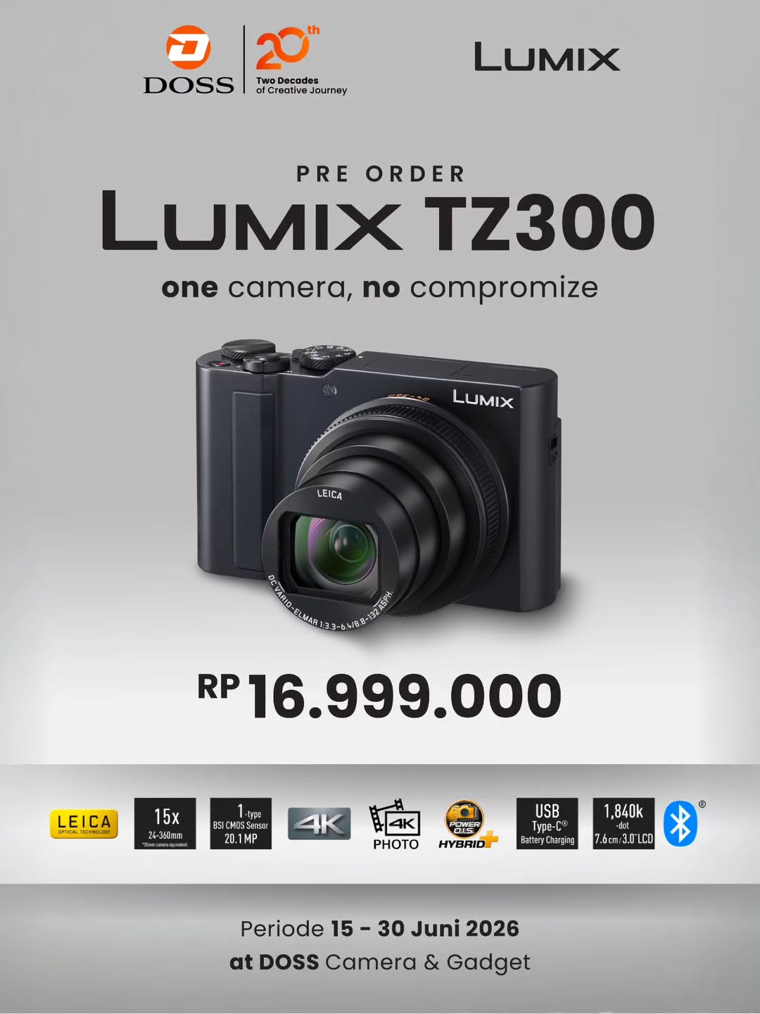 Lumix TZ300 Resmi Buka Pre-Order di DOSS, Ini Spesifikasi dan Harganya