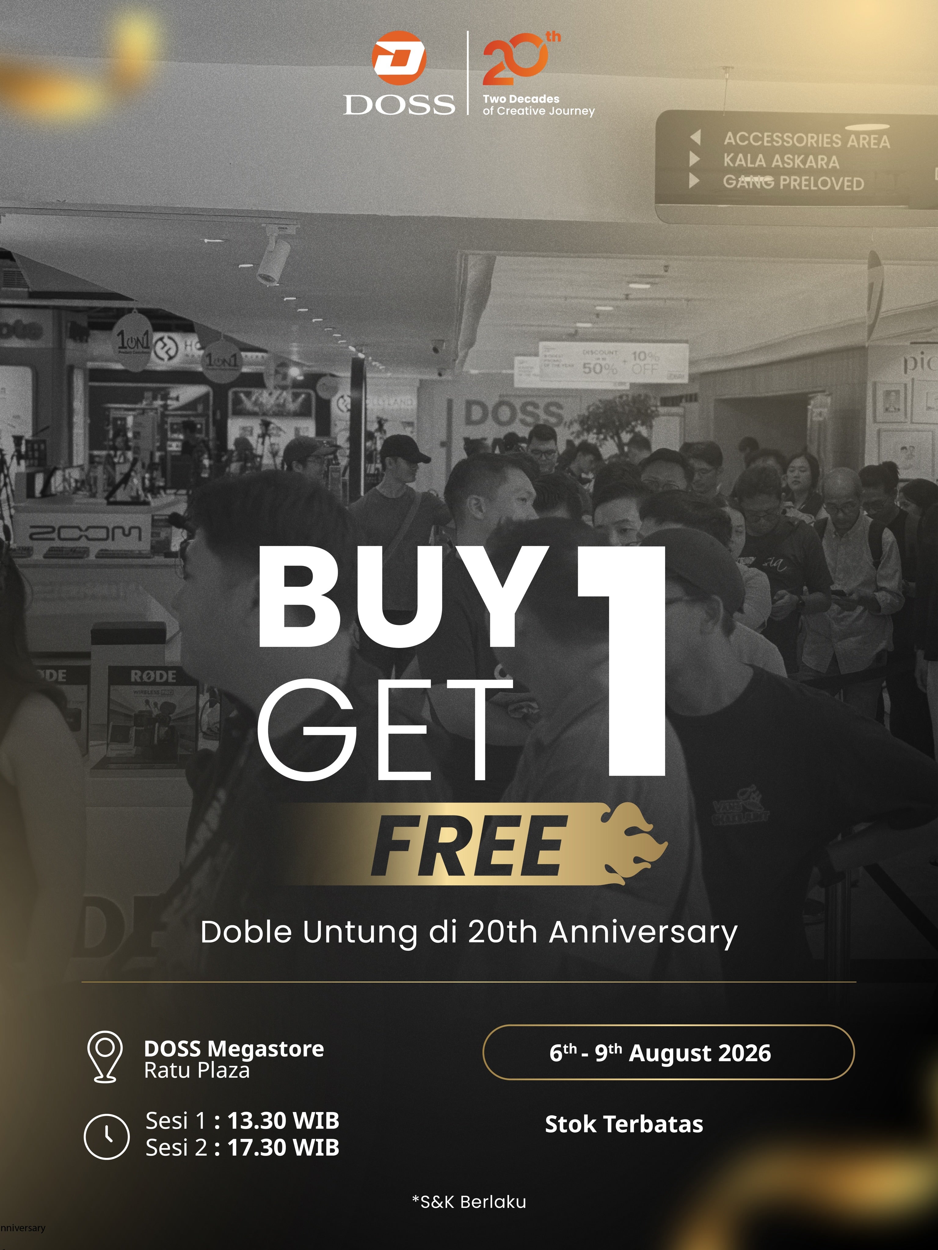 Promo Buy 1 Get 1 Free DOSS: Double Untung di Peringatan DOSS Anniversary 20th