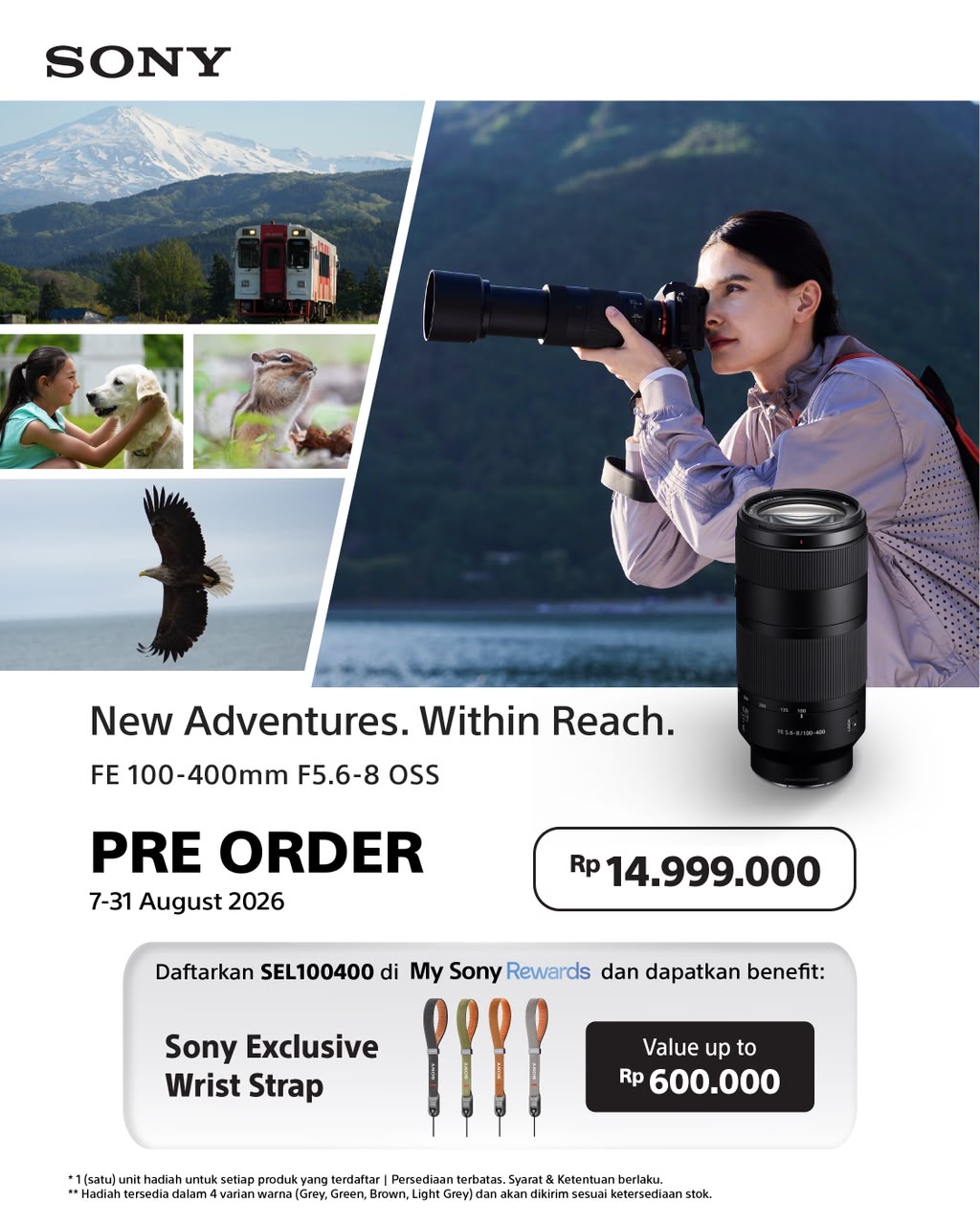 Pre-Order Sony FE 100-400mm F5.6-8 OSS di DOSS Yuk: Lensa Telefoto dengan Harga Lebih Bersahabat