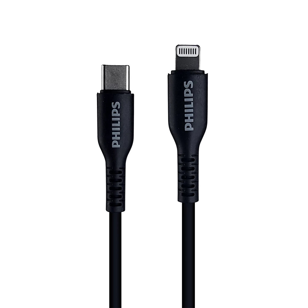 Philips DLC8631B USB-C to Lightning Cable 1.2M Soft Silicone Pastel Color - Black