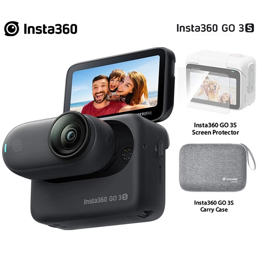 Insta360 GO 3S (128GB) Standard Midnight Black + Screen Protector + Carry Case