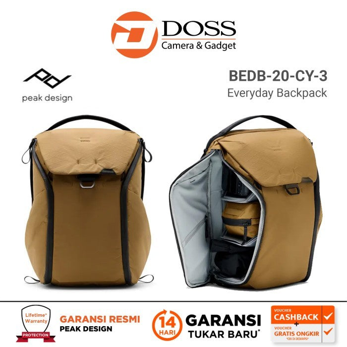 Peak Design BEDB-20-CY-3 Everyday Backpack 20L V2 Coyote