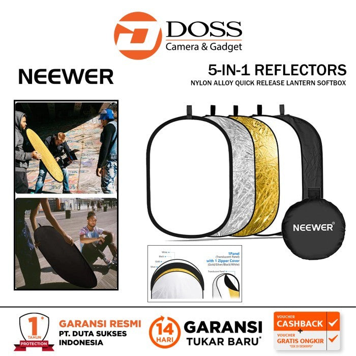 Neewer 5-IN-1 Reflectors 80X120 Portable Lighting Reflector/Diffuser Kit