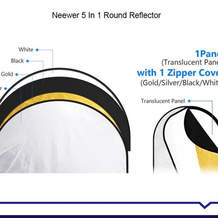 Neewer 5-IN-1 Reflectors 80X120 Portable Lighting Reflector/Diffuser Kit
