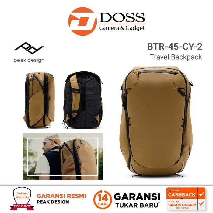 Peak Design BTR-45-CY-2 Travel Backpack 45L Coyote