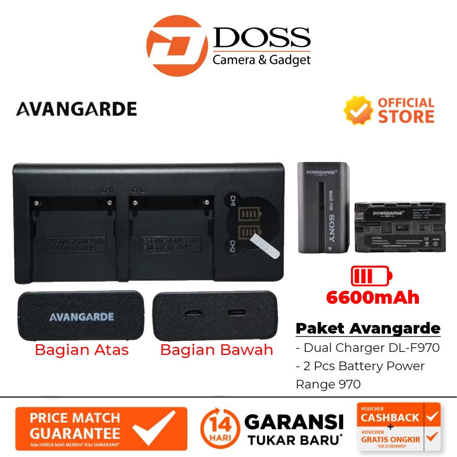 Paket Avangarde Dual Charger DL-F970 + Battery Powerange 970