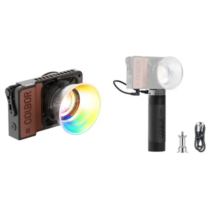 COLBOR W100R Portable RGB LED Monolight with PG99 Power Grip Kit
