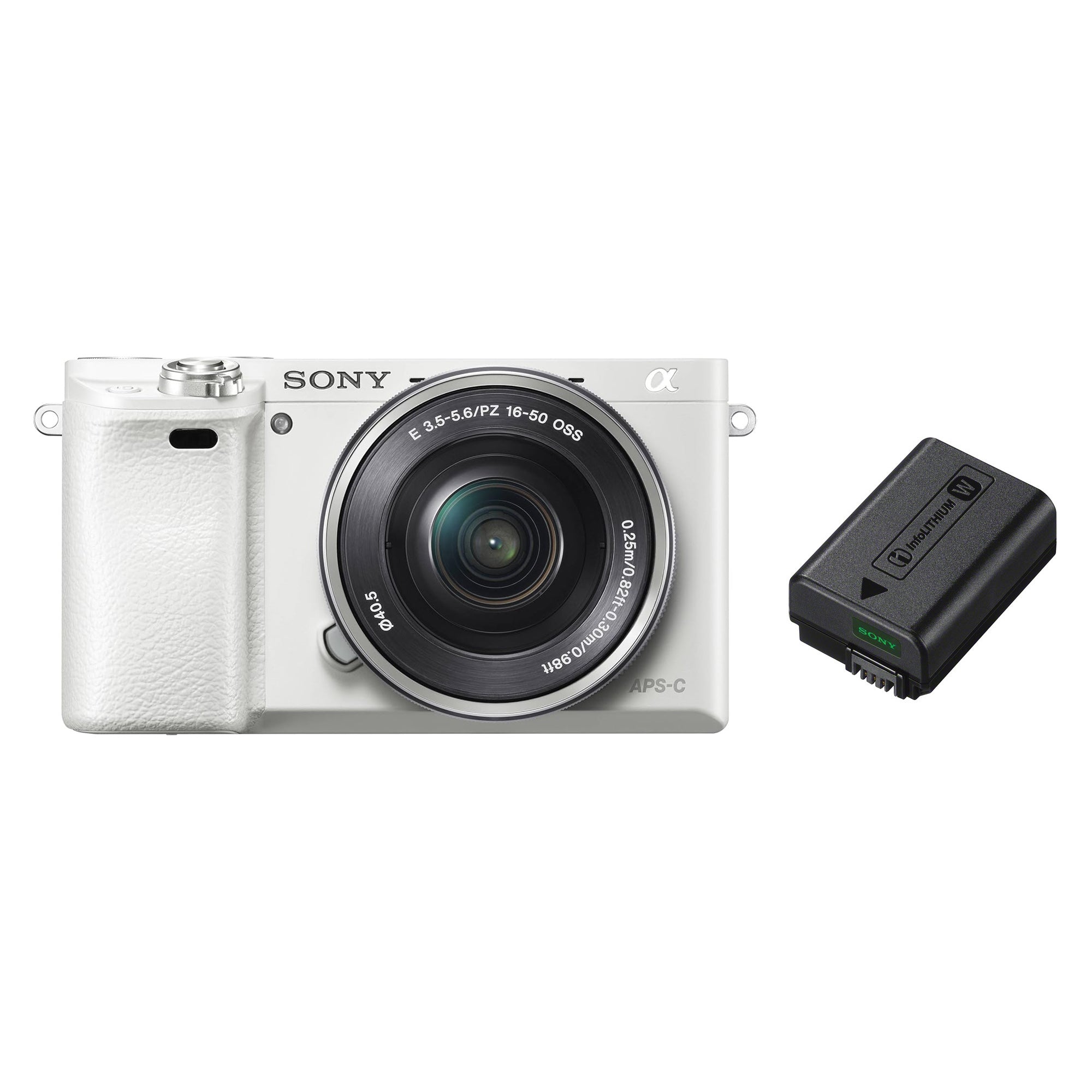 Paket Sony Alpha a6000 Camera with 16-50mm Lens (White) + Sony FW-50