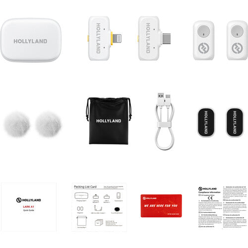 Hollyland Lark A1 Combo White Wireless Microphone System for Smartphone
