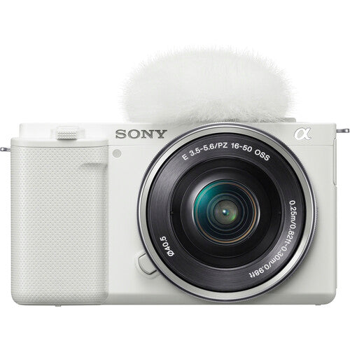 Sony ZV-E10 Mirrorless Camera with 16-50mm White With Sony GP-VPT2BT Wireless Shooting Grip White